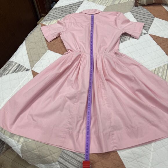 Pink 1960’s shirt waist Pleated Full Skirt Fit And Flare Dress Cay Artley - Picture 7 of 7